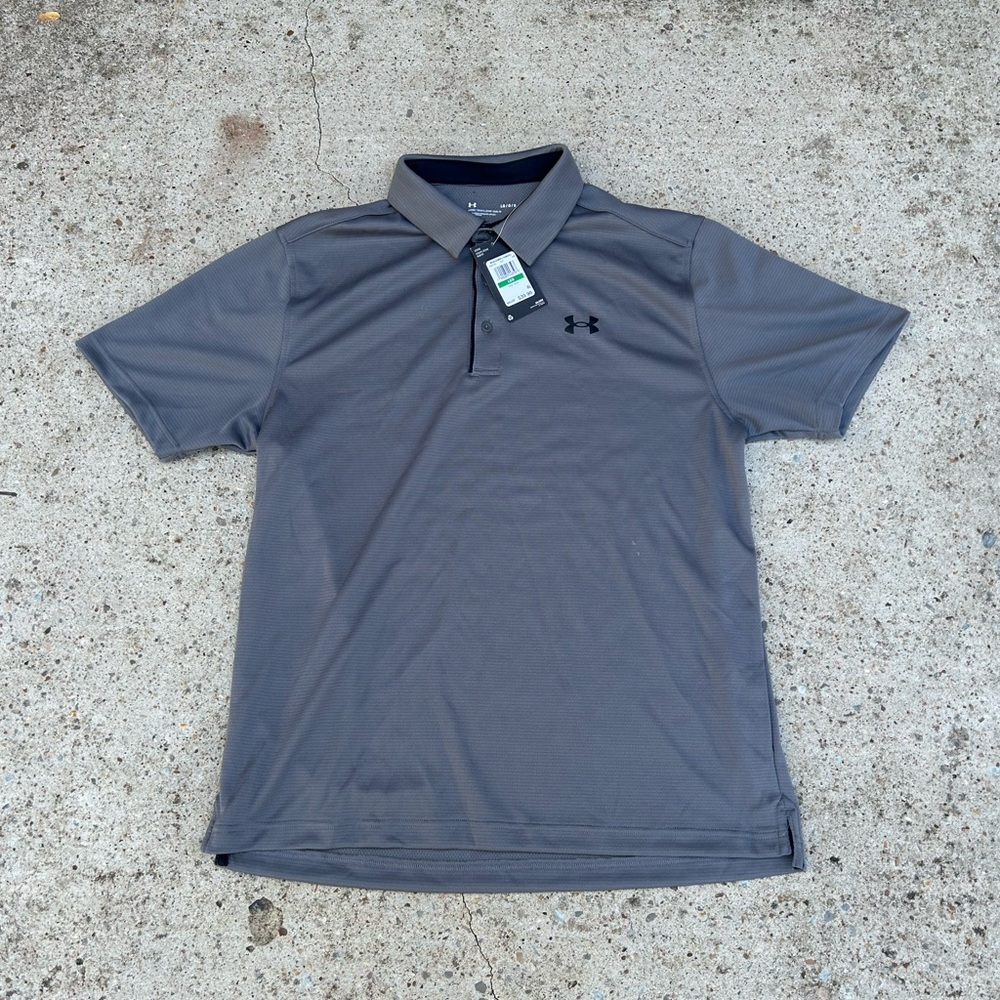 Under Armour Mens T-Shirt Large Gray Golf Performance Tech 1290140 Loose-fit